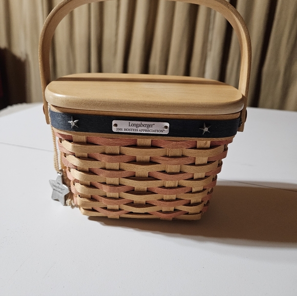 Longaberger Other - Longaberger Basket with Tan and Pink Weave and Black Band